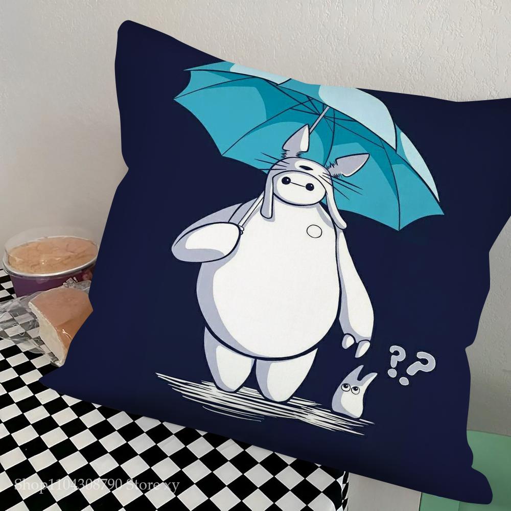 B-Baymax Animated Character Pillow Case Square Pillow Bedroom Sofa Leisure Comfort Cushion Car Living Room Home Decoration