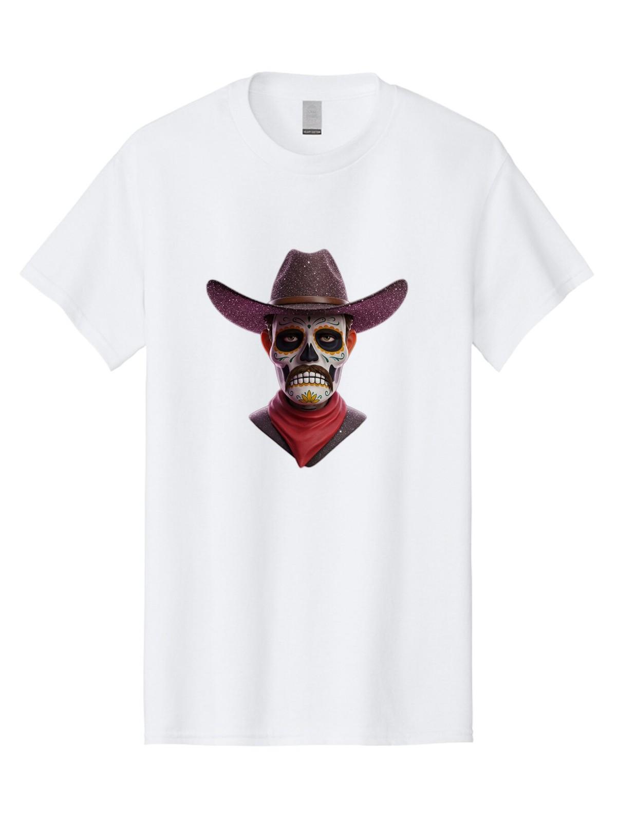 Sugar-Skull-Cowboy Mens Graphic Tee, 100% Cotton, Casual Summer Wear S разноцветный