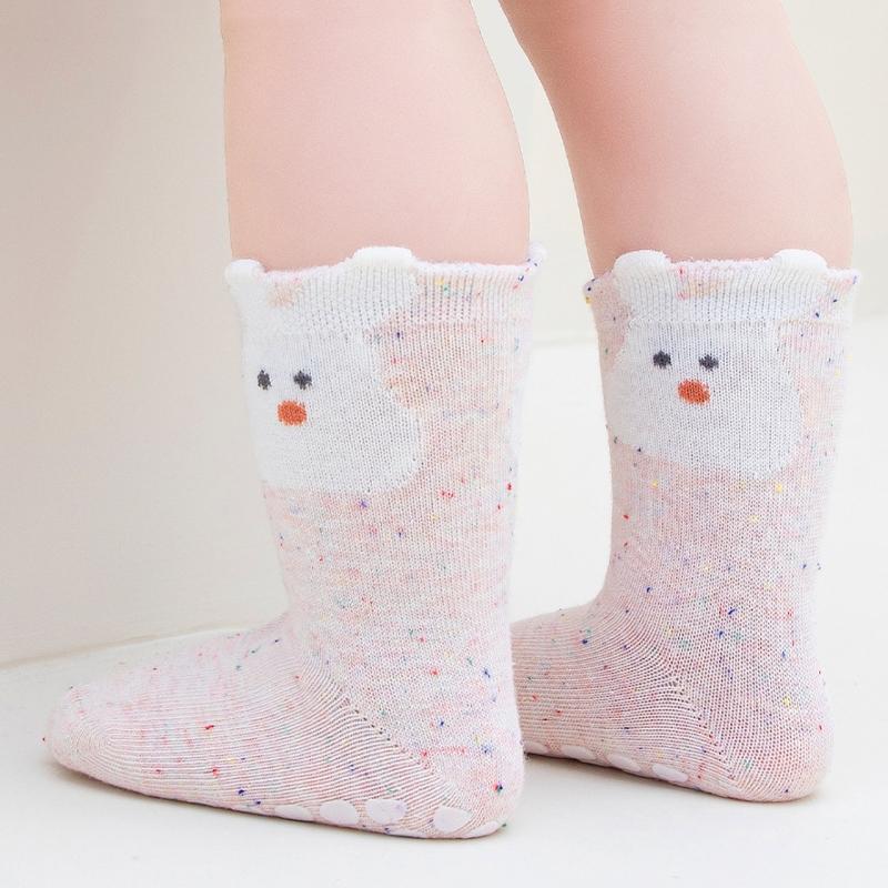New Cotton Socks For Girls Rainbow Dot Short Style Anti-Slip Cartoon Children's Sock Boys Soft Infant Baby Socken High Quality