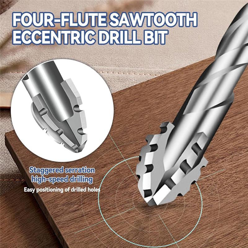 AD23-10Pcs New Four-Flute Sawtooth Eccentric Drill Bit Size 5/6/8/10/12Mm,For Wood Marble Metal Glass  Wall Tiles