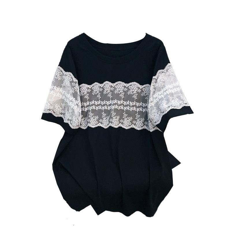 Plus Size Slimming Loose Mid-Length Short-Sleeve Women's T-Shirt (200/300/350 Jin) 