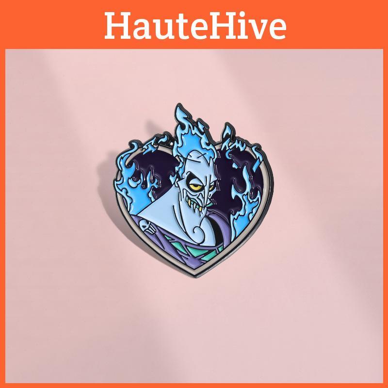 Shaped Expressive Heart Brooch With Blue Flame Cartoon Character For Trendy Outfit Accents