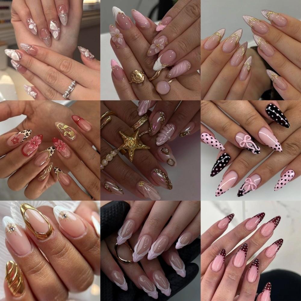 24 Stück Abnehmbare Press-on-Nägel Vollabdeckung Falscher Nagel Neue Nagelspitzen Damen