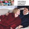 Women Men Huggle Hoodie Blanket 120cm Long Sleeves Plush Lazy TV Pullover Outdoor Warm Robe