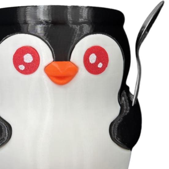 Ice Cream Pint Holder 3D Printed Penguin Ice Cream Pint Cozy with Handle And Spoon Leak Proof Popsicle Cozy Beer Can Cup Sleeve