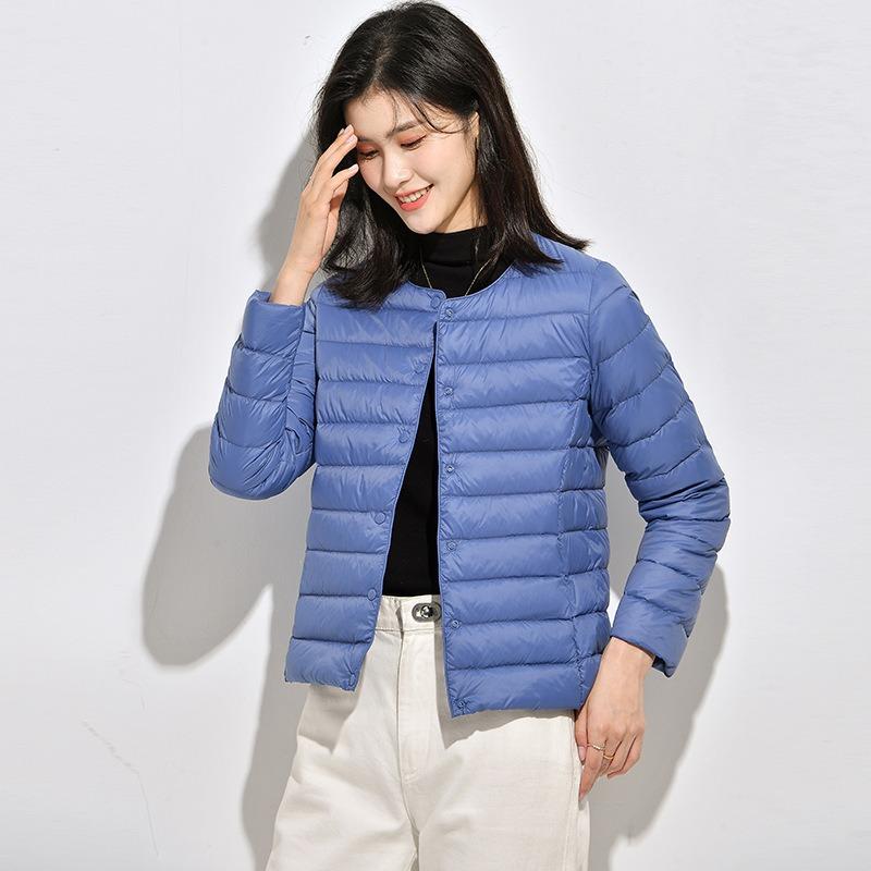 Light Down Jacket Women's Short Autumn and Winter Light Liner Wear Inner Round Neck Warm Large Size Coat