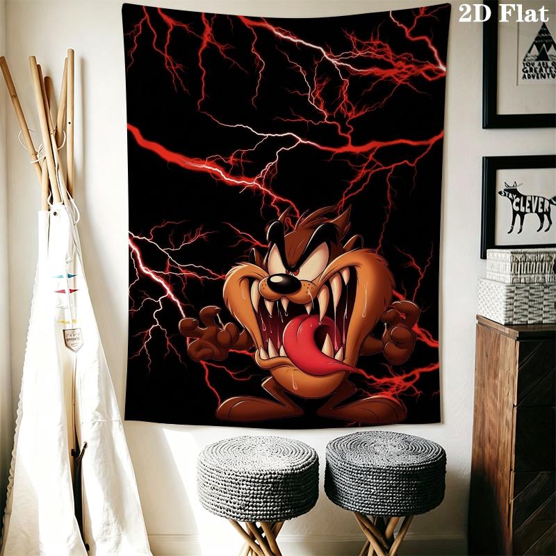 Tazmanian Devil Wall Tapestry Aesthetic Wall Hanging Printed Fabric Blanket Decorative Tapestries for Bedroom Living Room Home Decor