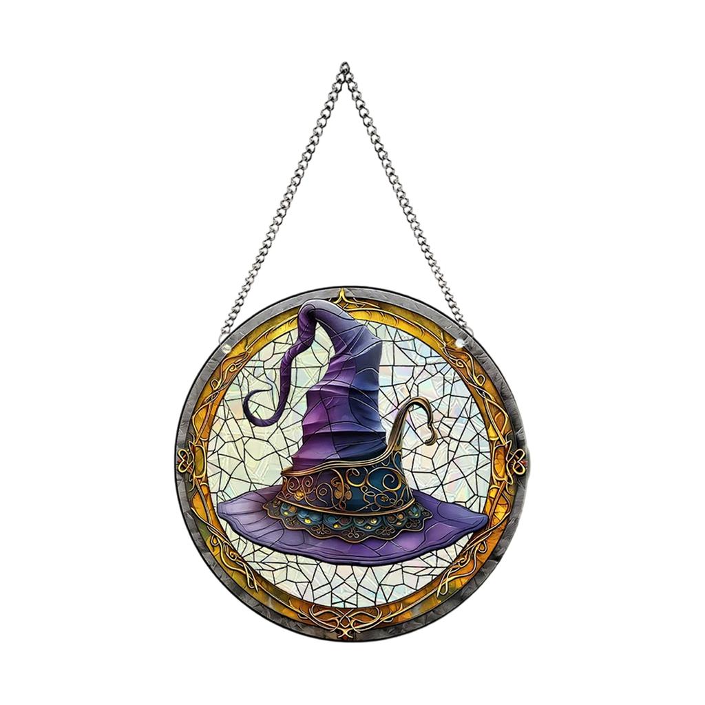 2D Halloween New Cat Witch Window Sunlight Catcher Acrylic Colorful Film Colorful Pendant Wall Decoration