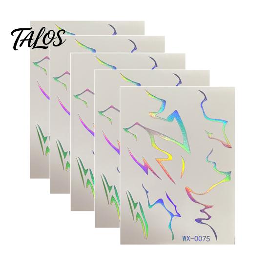 Talos 5 Sheets Holographic Lightning Tattoos, Waterproof Flash Temporary Stickers, Full Color Body Art for Festival Party