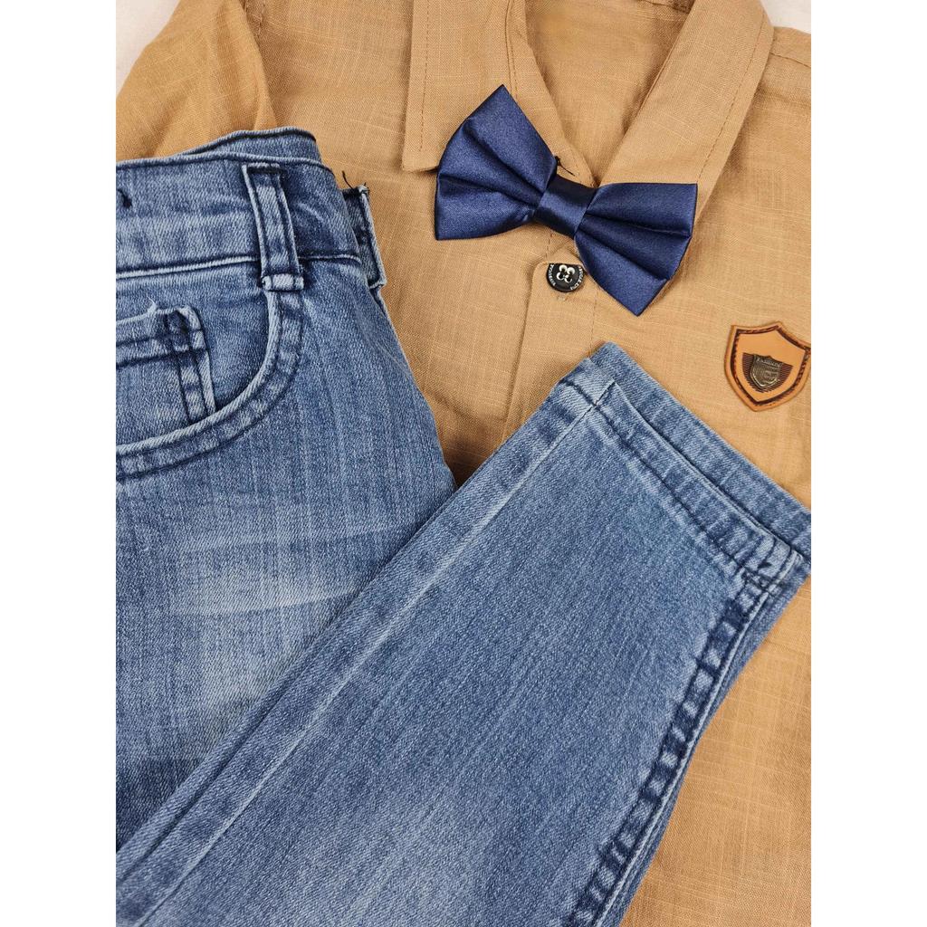 Cămașă pentru băiat, blugi, costum papion