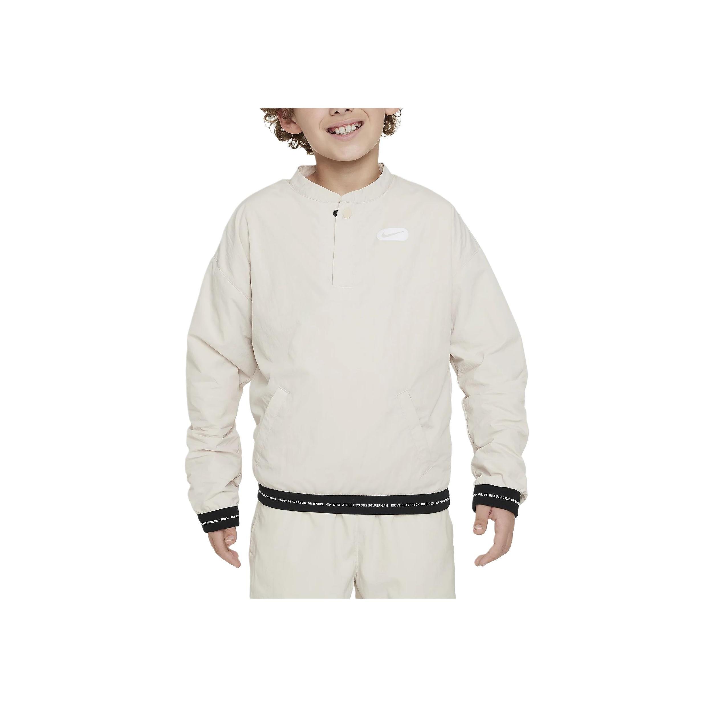 

Nike Solid Color Round Neck Casual Long Sleeve Kids tops Light-Khaki FN8294-104 XL