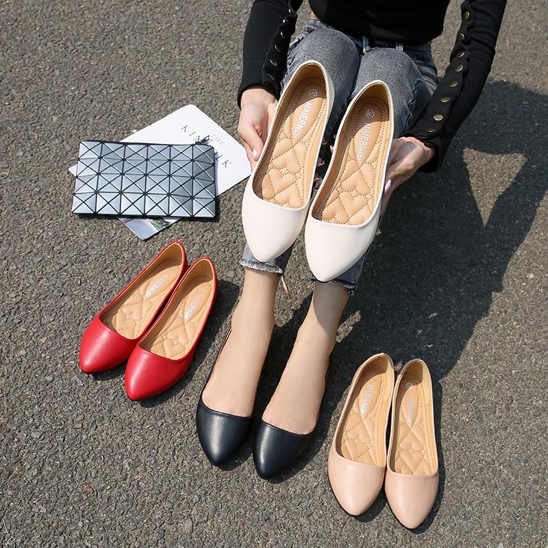 2025 New Flat Heel Pointed Flat Shoes Korean Style Fashion Shallow Mouth Large Casual Single Shoe