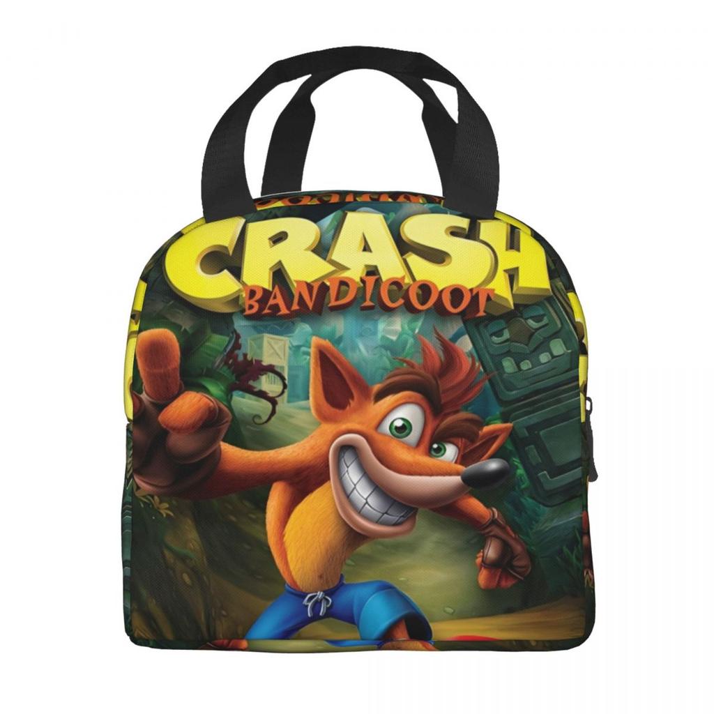 Crashs Bandicoots Cartoon Insulated Lunch Bags Video Game Food Container Portable Thermal Cooler Lunch Boxes For Work