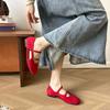 Flat Bottom Retro Suede Mary Jane Single Shoes Women's Shoes 2025 New Spring and Summer Gentle Skirt Evening Shoes Women