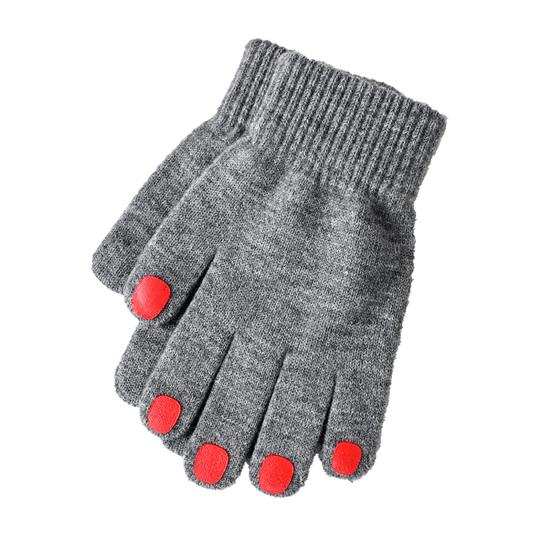 Women Knitted Gloves Winter Gloves with Red Nails Thickened Warm Full Finger Gloves for Daily Outings Skiing Cycling
