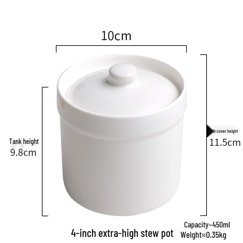 Pure White Ceramic Double Boiler Stew Cup