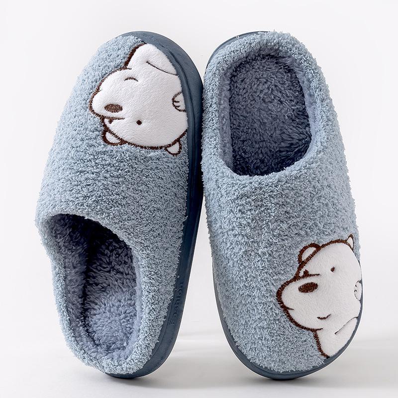 Qidashun new cartoon cotton slippers, autumn and winter indoor and outdoor couple cotton shoes to keep warm and cute cotton tows