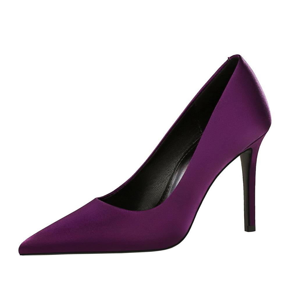 

Banquet High Heels Women, Pointed Head, Shallow , High-end Silk Satin, One Pedal, Stiletto, Sexy Single Shoes for Women DS-8358 40 фіолетовий
