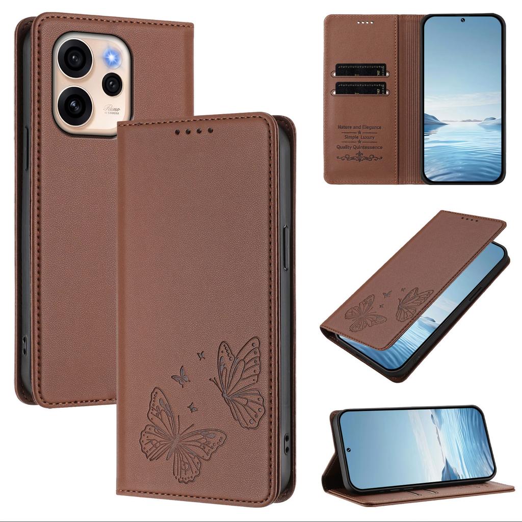 Odporne na wstrząsy etui z portfelem i miejscem na karty, z klapką, skórzane, na telefon OPPO Reno 15F 15 Pro Max 14F 14 Pro 13 13 Pro 12 FS 12 11 9 Pro