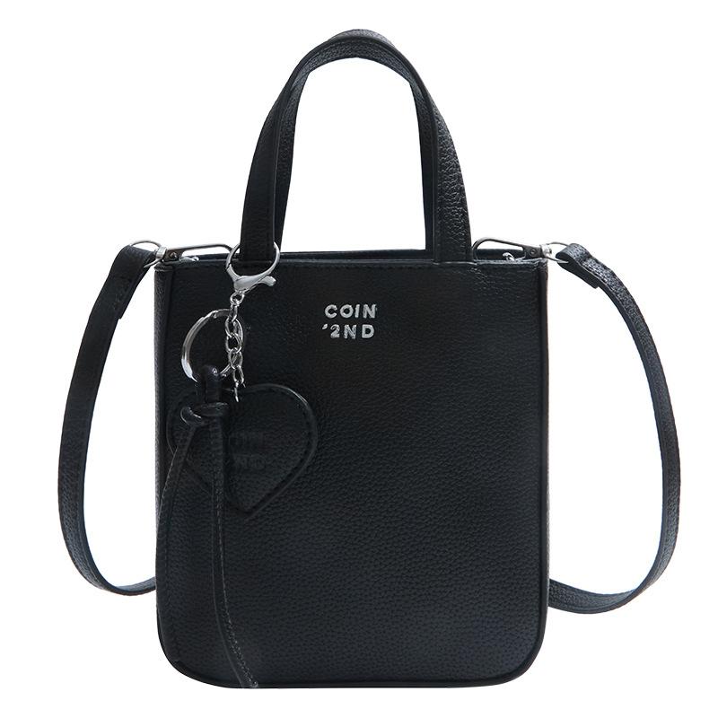 Korean Version of Trendy Love Pendant Hand Carrying Small Square Bag Women's 2025 Summer New Solid Color Shoulder Messenger Mobile Phone Bag