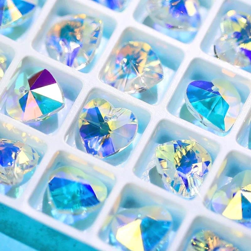 14mm AB Color Crystal Pendant Glass Beads Heart/Star/Bear Charms Beads for Jewelry Making Necklaces Earrings DIY Bracelets