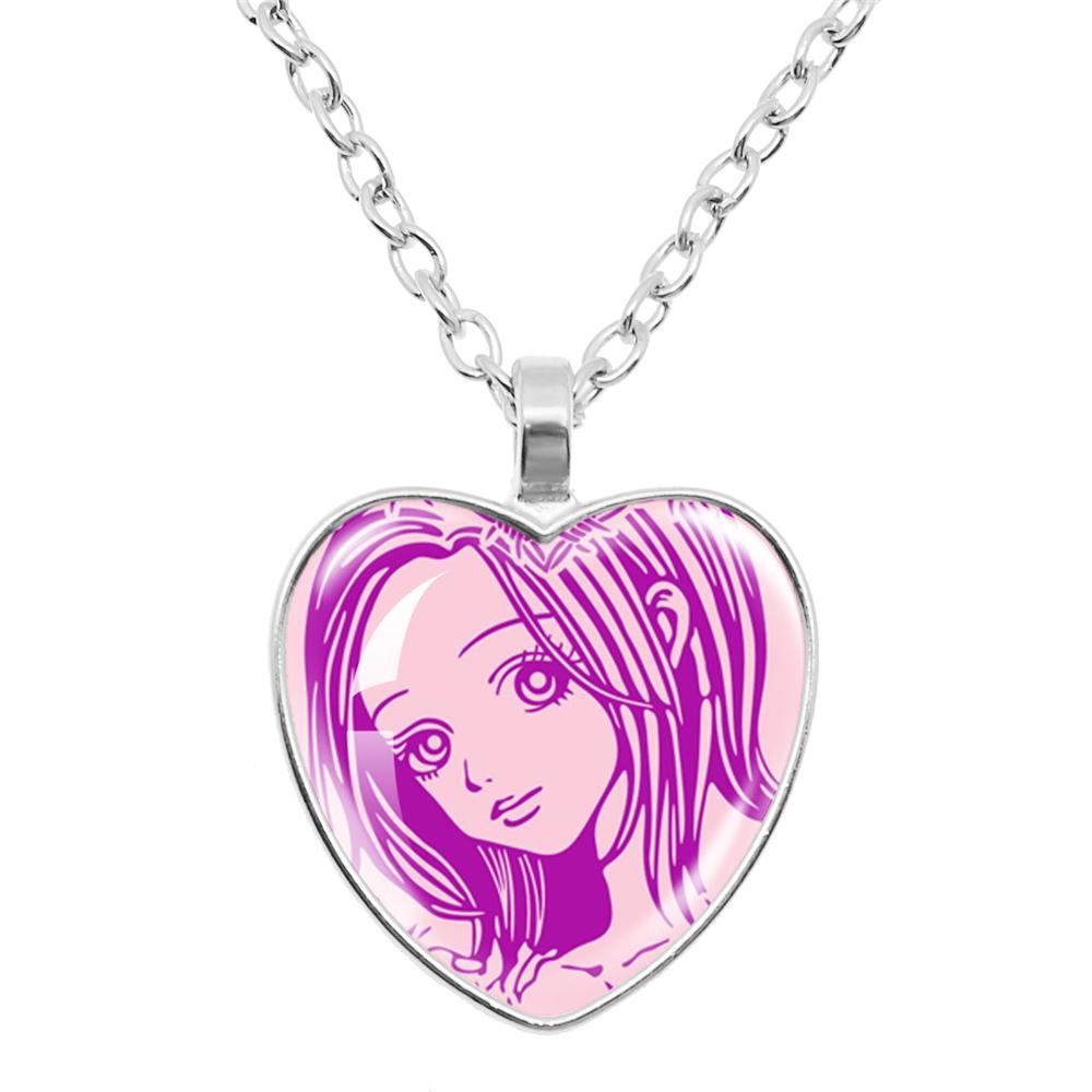 Ai Yazawa Osaki Nana Anime Glass Heart NecklaceDIY Handmade Creative For Women's Birthday Gift Jewelry