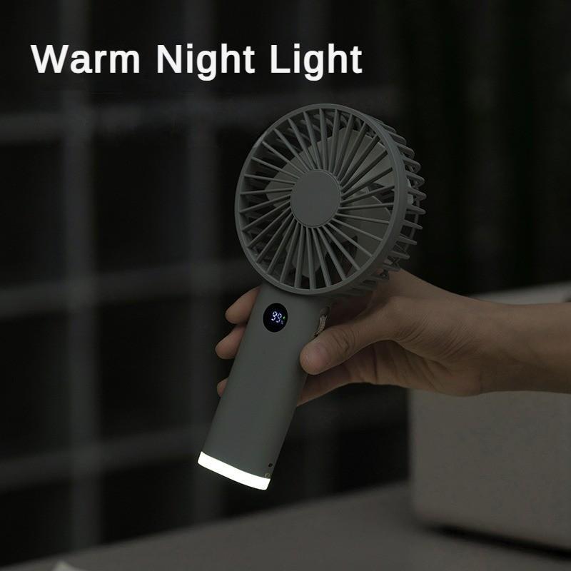 USB Low Noise Small Fan Outdoor Portable Handheld Fan Intelligent Digital Display 100 Speed Infinitely Adjustable Fan