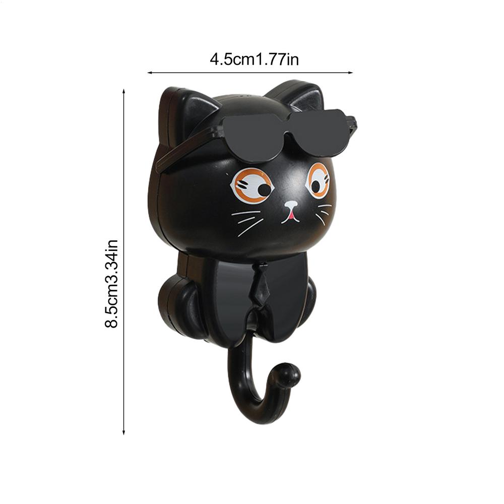 Cat Hook Clothes Hanger Key Cute Cat Sunglasses Hat Sticky Hook Double-sided Adhesive for Attaching Unmarked Key Rack
