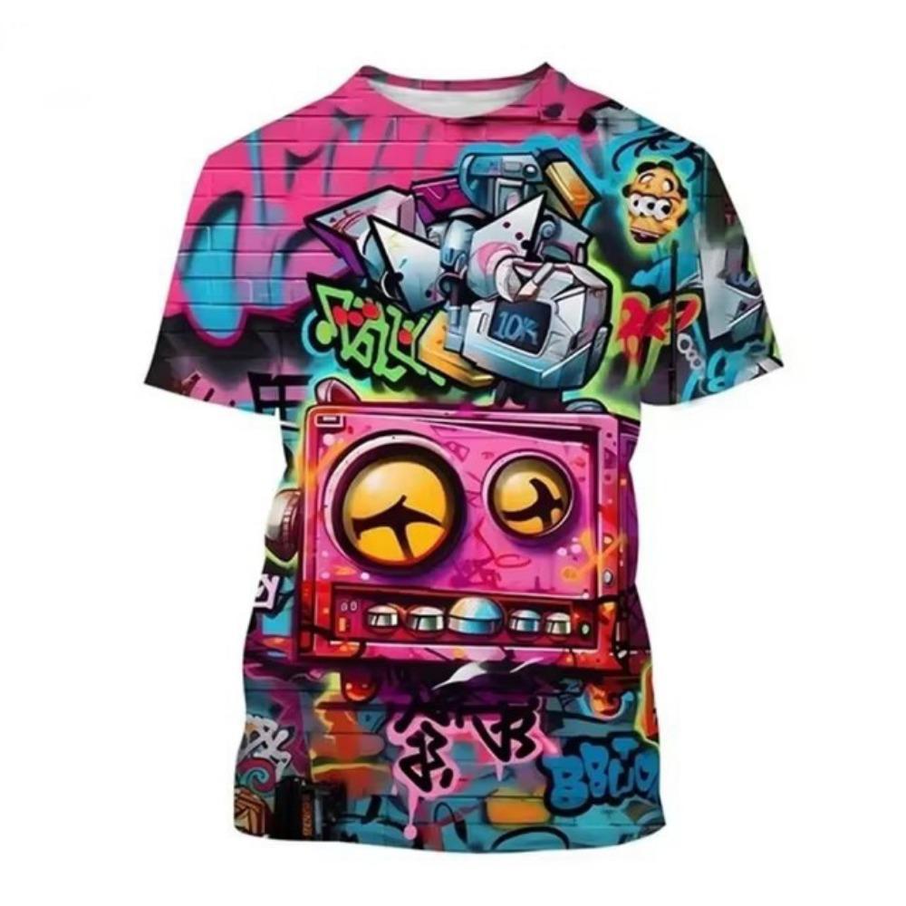 New Graffiti 3D Print T-Shirts Men's Crew Neck Short Sleeve T Shirt Oversized Hip Hop Streetwear Tees Harajuku Tops Man Clothing
