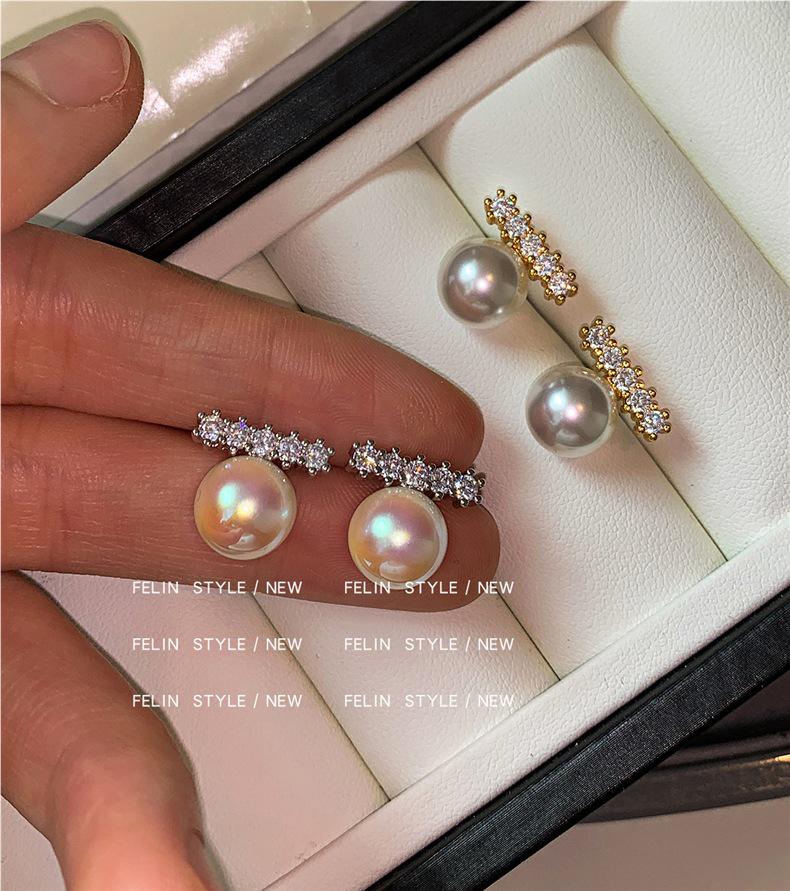2025 Trendy 925 Silver Zircon Pearl Stud Earrings: Light Luxury for Women