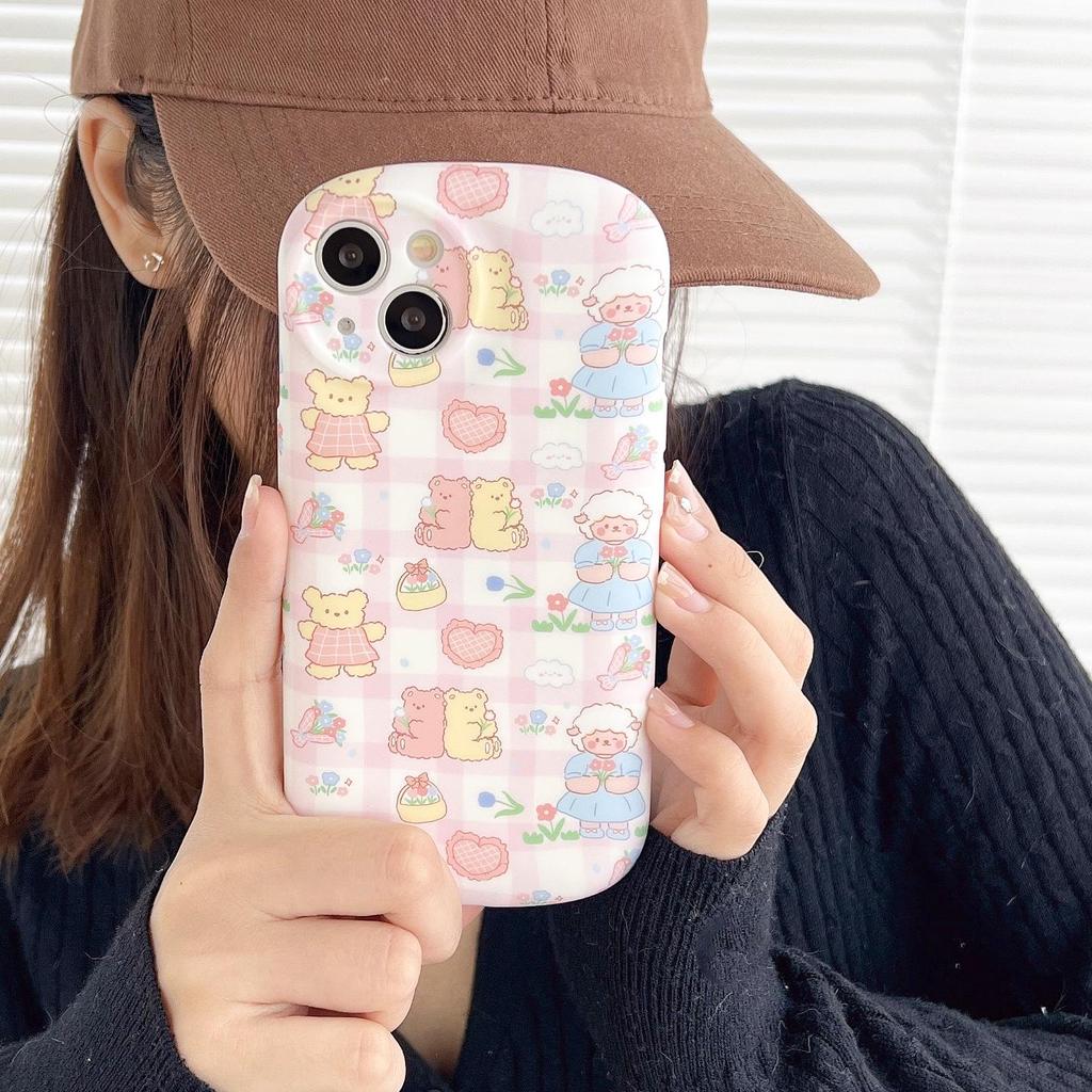 Pink Cartoon Bear Case for iPhone 15 Pro Max/14/13