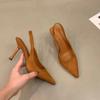 Fashion 2024 New Women's Shoes One-line Fine Heel Pointed Toe Women Sandals Suede High Heels Slingback Women Sandals Zapatos De Mujer