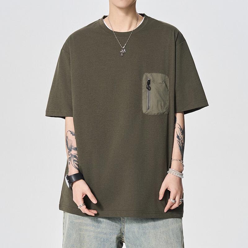 VUUG Men's Japanese-Korean Style Loose Fit Short Sleeve T-Shirt
