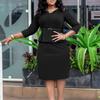 Winter women's clothing V-neck ruffle edge high waist thin OL commuter pencil skirt dress