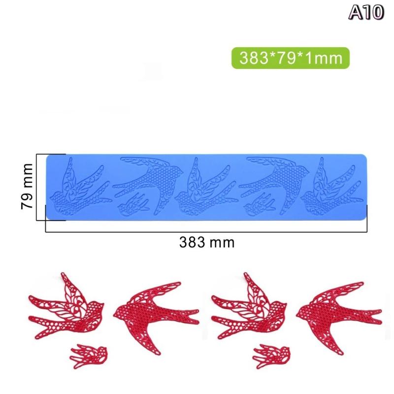 Reusable Silicone Mold for Fondant with Flower Leaf Patterns for Cake Lace Mat DIY Craft Decoration Tool