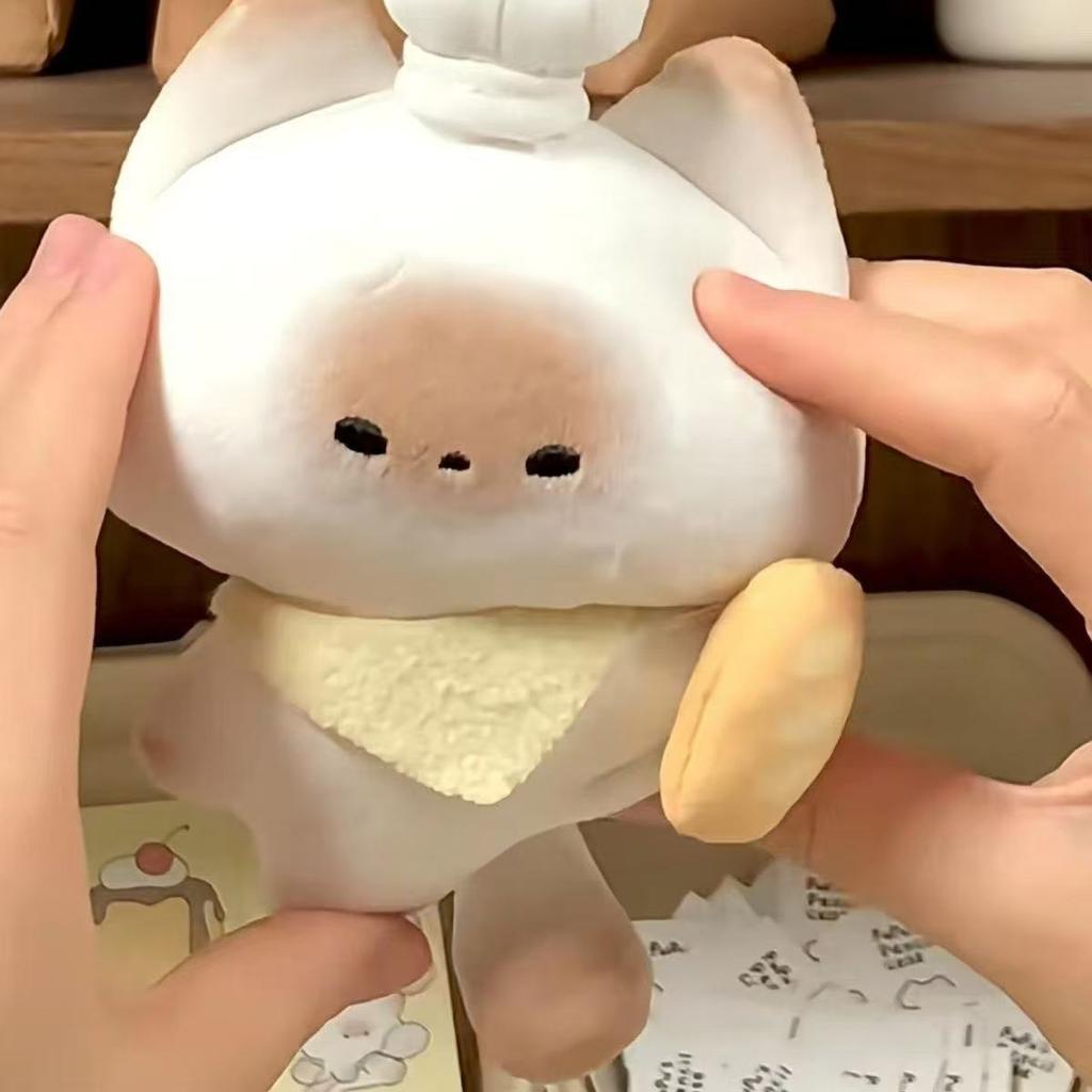 Cute toast steamed buns cat plush doll pendant soft cute girl heart doll toy