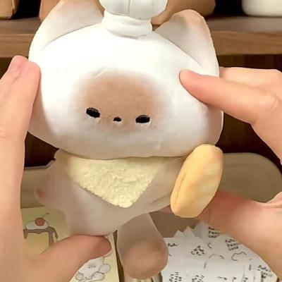 Niedlicher Toast gedämpfte Brötchen Katze Plüschpuppe Anhänger weich niedlich Mädchenherz Puppenspielzeug