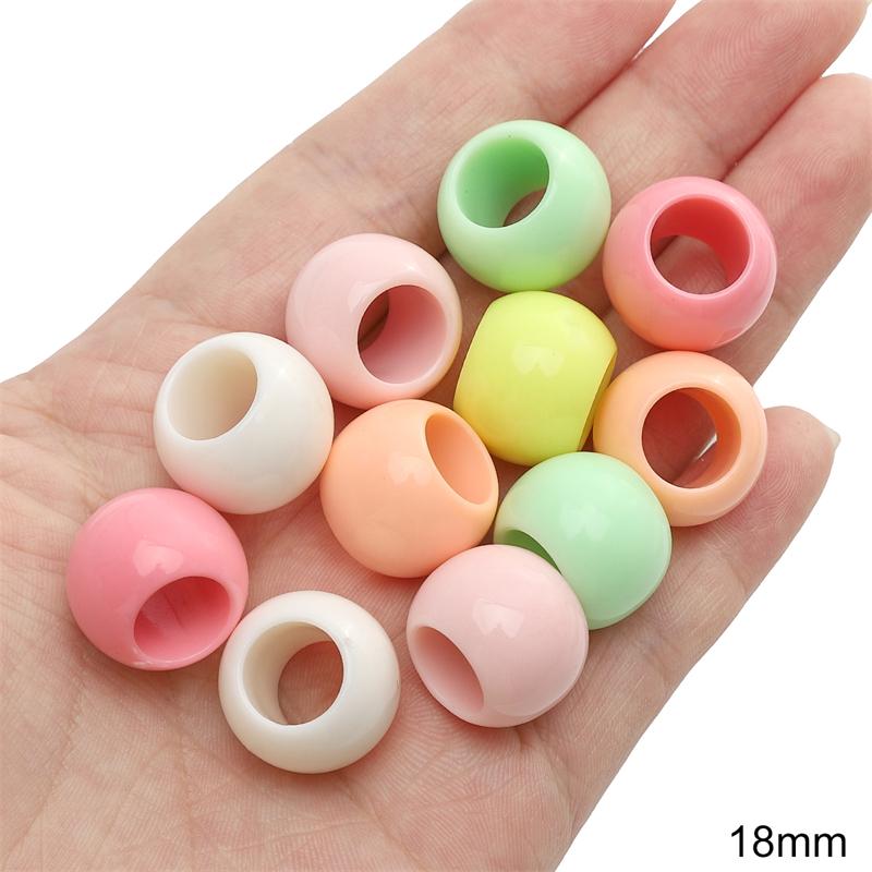 

10-200 шт./пакет Акриловые бусины цвета мороженого с большими отверстиями для браслетов, ожерелий, сережек, ювелирных изделий, аксессуаров 18mm 20pcs/bag