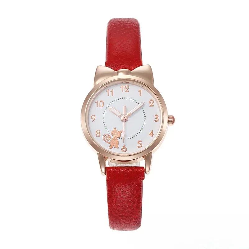 Leisure Minimalist Versatile Watch Personalized Cute Cartoon Cat Non Luminous Pointer for Student Women's Watch