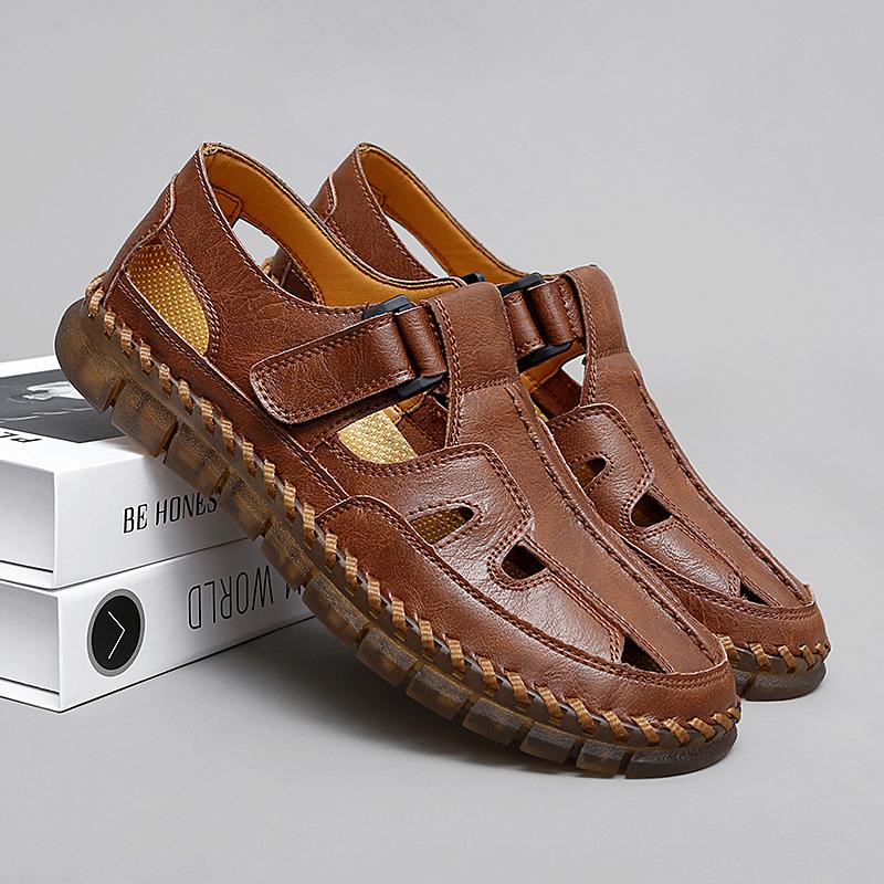 Fashion Hot Sale Summer Mens Sandals Outdoor Non-slip Men Beach Shoes Handmade Leather Man Summer Shoes Breathable Roma Sneakers Loafers