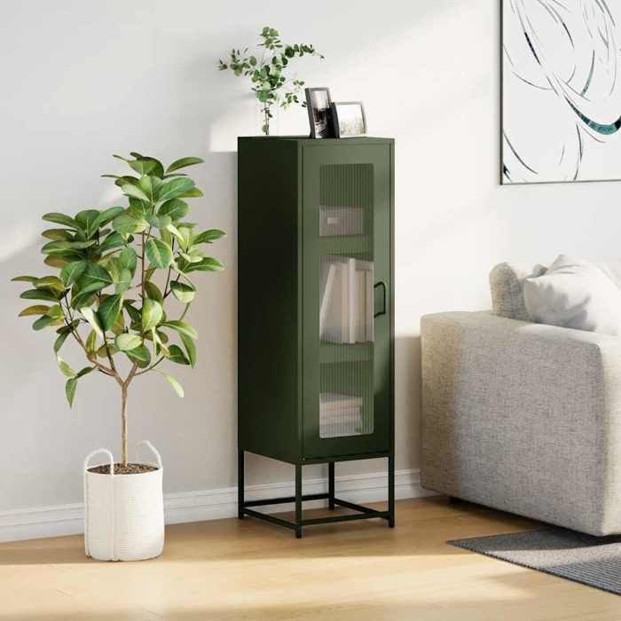 VidaXL High Buffet Olive Green 36x39x123 Cm Cold-Rolled Steel, Buffet, Cupboard, Sideboard, Cabinet, Wardrobe of 853396