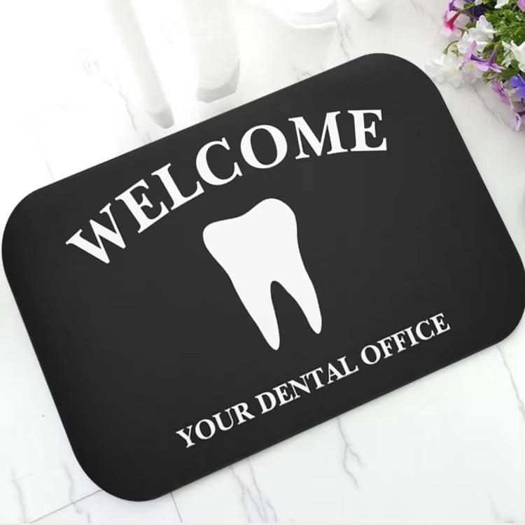 1pc WELCOME Black and White Tooth Graphic Doormat,, for Dental/Office/Clinic, for Living Room, Bathroom, Laundry Room