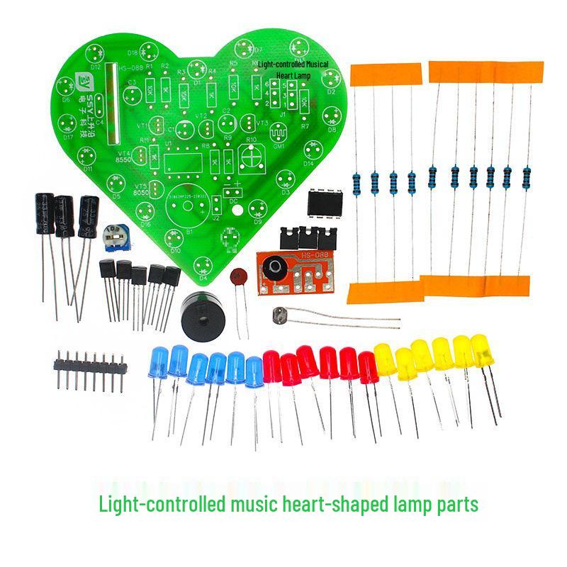 Heart-Shaped Flowing Water Lamp Kit: Light-Controlled Music DIY Craft for Soldering and Teaching