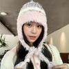 Wool hat female face small Maillard winter fringed braids thickened thermal ear protection hat cold knitted hat cold hat
