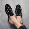 Summer Rivet Half Shoes For Men Dress Shoes Mules Man Slides Designer Leather Casual Shoes Party Loafers Slippers Flats Sandals