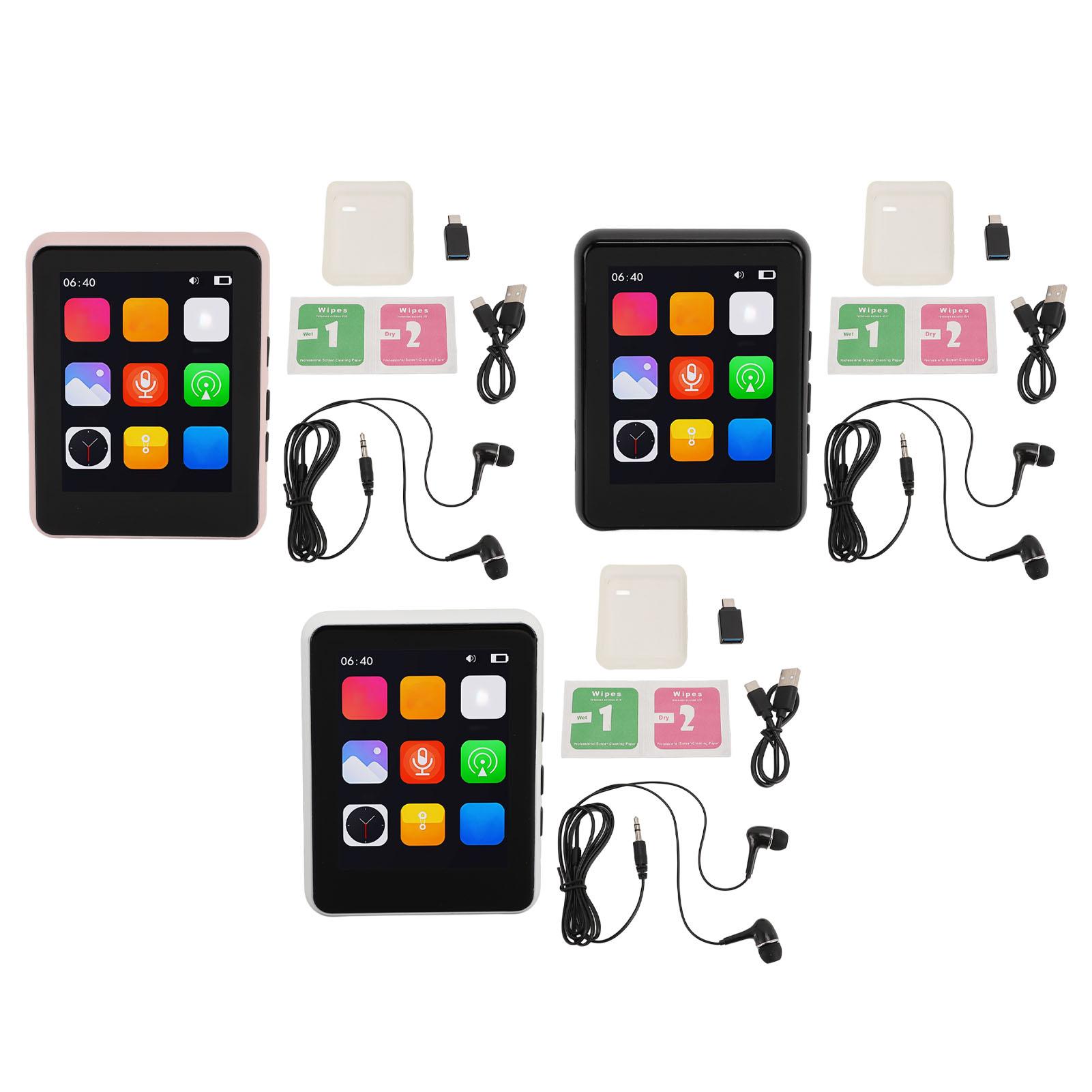 

MP3-плеер 2,4-дюймовый сенсорный экран Bluetooth 5.0 HiFi звук FM-радио диктофон 128 ГБ Expandab Black