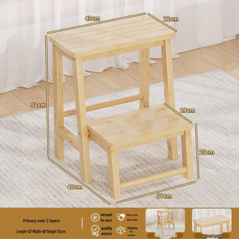 Folding Bamboo Step Stool - Multifunctional Footstool, Bench, and Shoe Changing Stool for Children