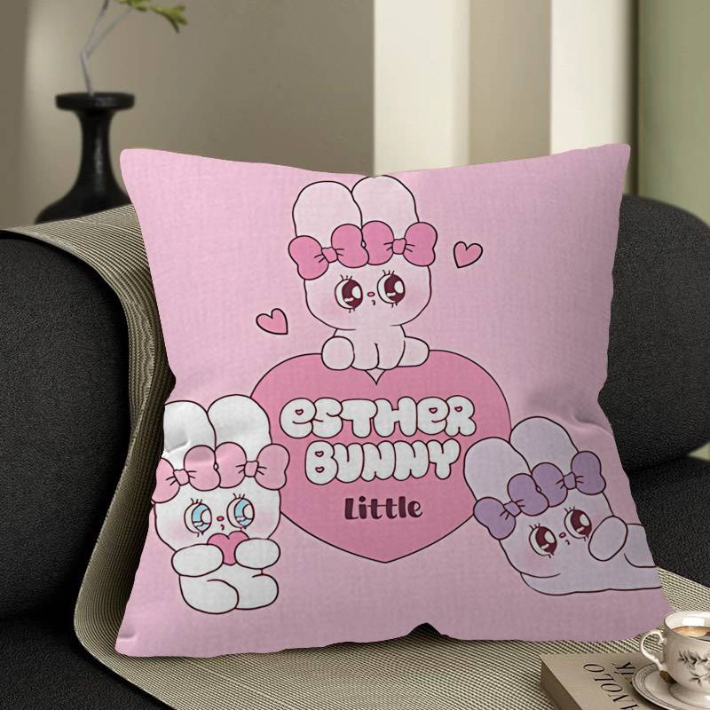 E-Esther Bunny Cartoon Cushion Cover Decorative Pillow Sofa Home Decor Case Pillow Cases