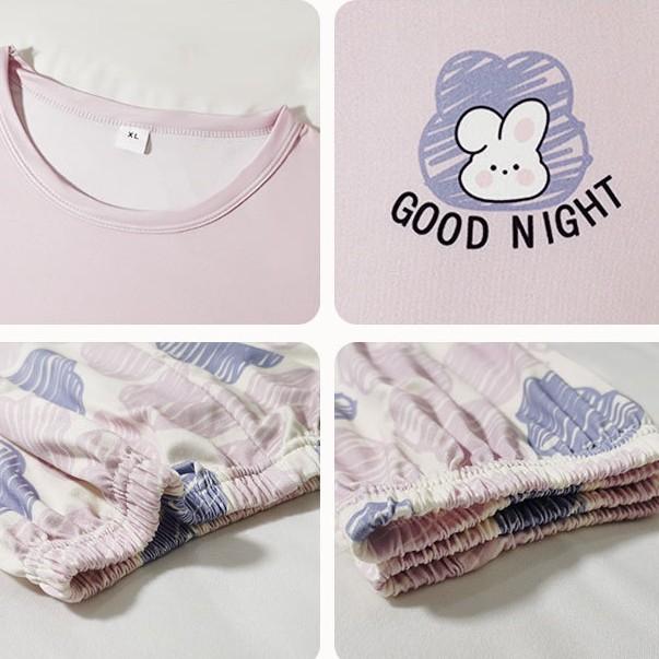 Autumn and winter sweet casual pajamas women's round neck long-sleeved trousers set loose can be worn outside spring and autumn women's loungewear