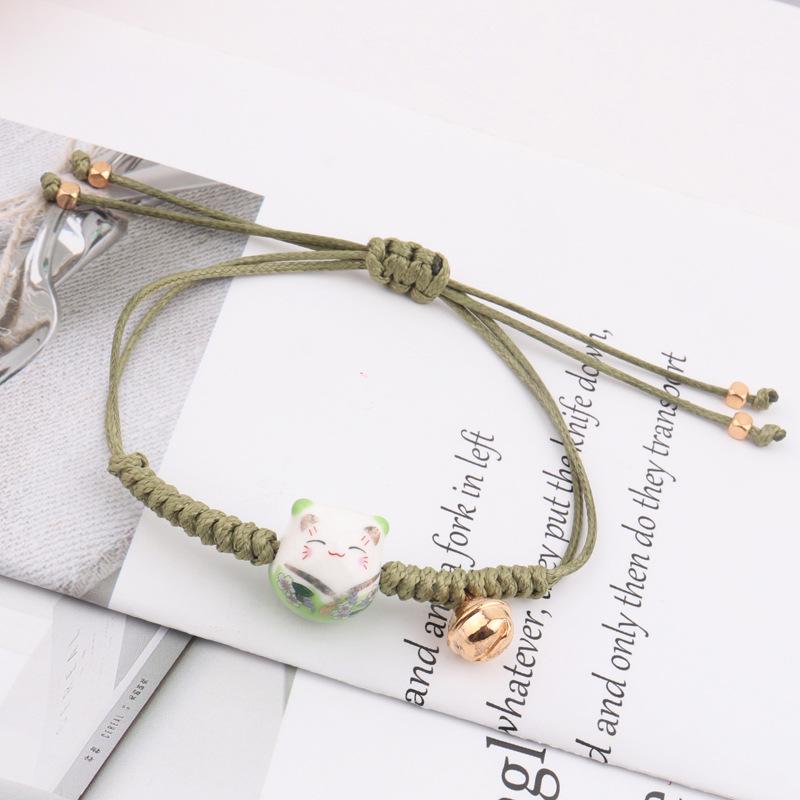 Lucky Cat Candy Color Braided Bracelet for Women